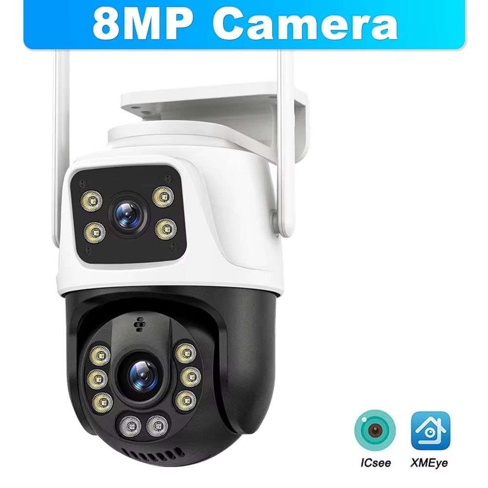 6K 12MP Wifi IP Camera Outdoor Three Lens 10X Zoom PTZ Camera Smart Home Security Protectio 8MP CCTV Video Surveillance Camera