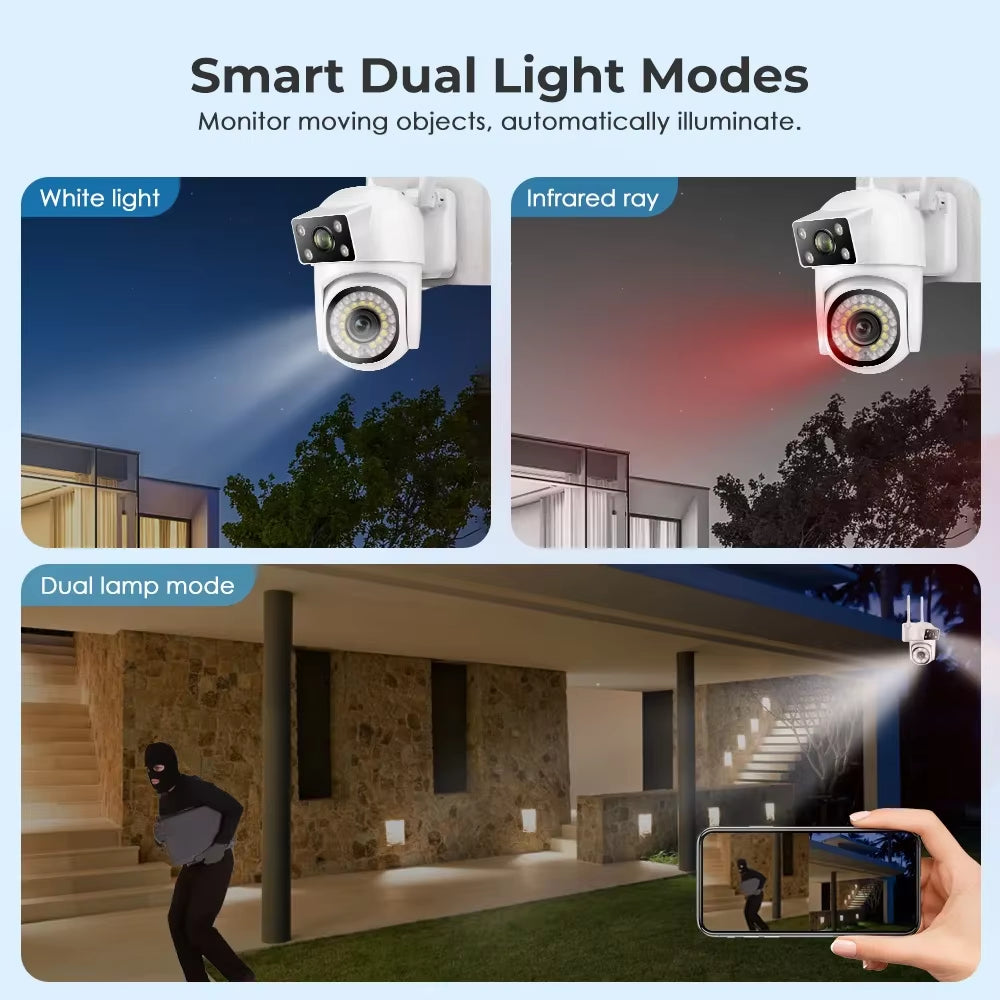 VERYHDSN 8MP PTZ Wifi Camera Dual Lens Human Detect Tracking Outdoor CCTV Security Waterproof Surveillance Cameras Night Vision