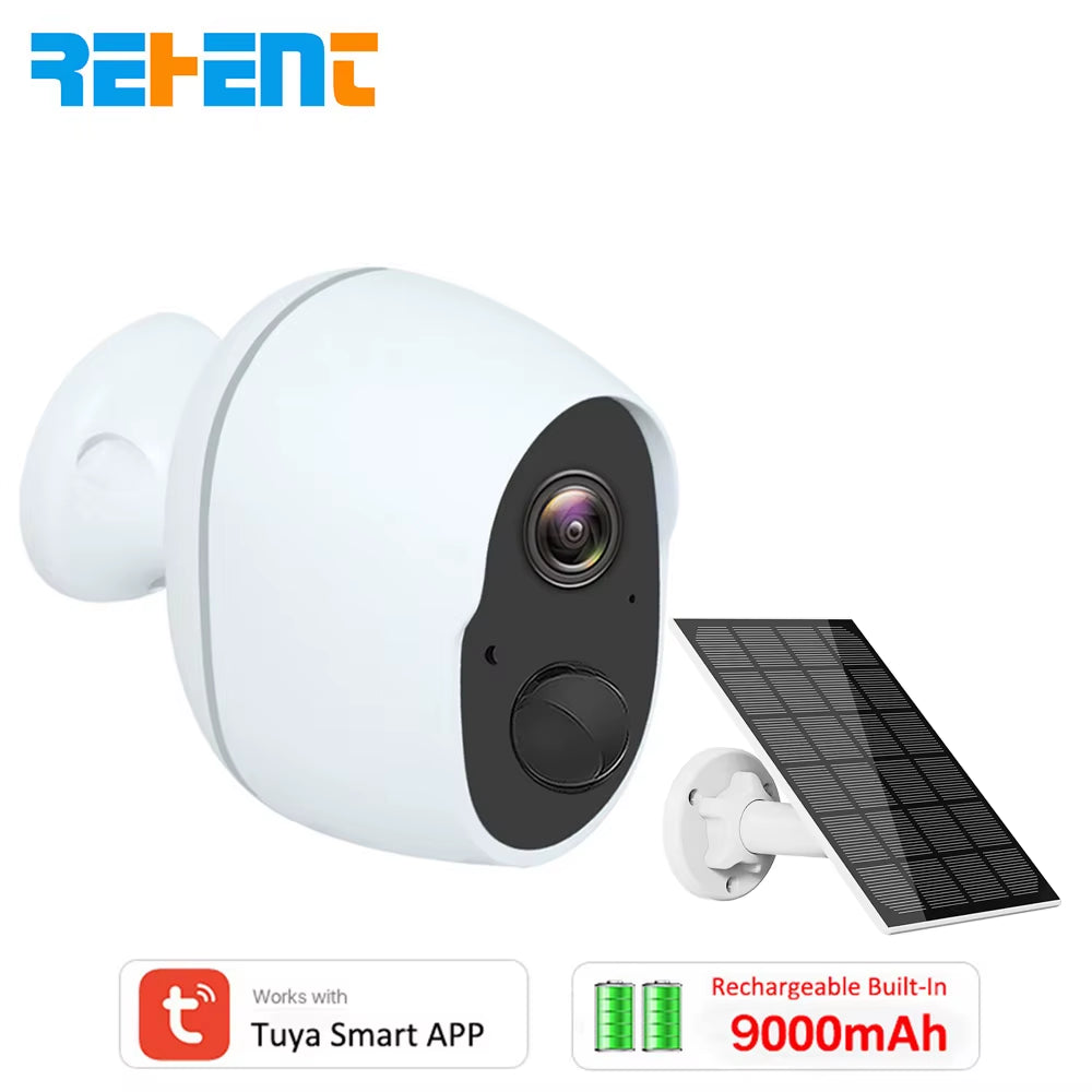 REHENT 3MP 9000Mah Battery WIFI Surveillance Camera Tuya Smart Home Outdoor Security Protection Wireless CCTV Camera Solar Panel