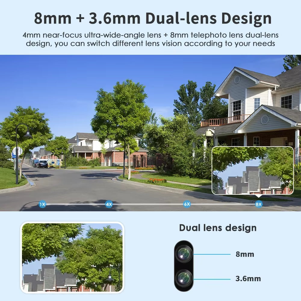 VERYHDSN 8MP PTZ Wifi Camera Dual Lens Human Detect Tracking Outdoor CCTV Security Waterproof Surveillance Cameras Night Vision