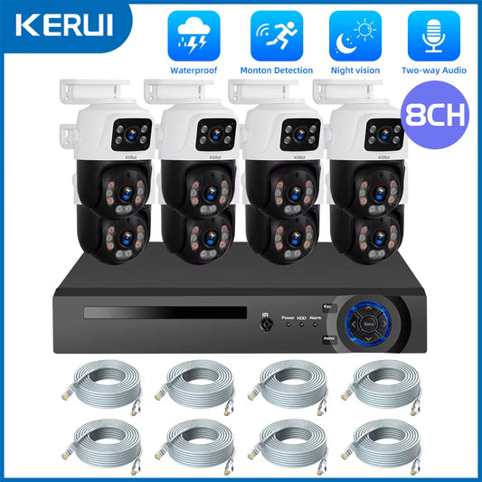 Waterproof 6MP HD POE Surveillance Camera System Dual Lens PTZ WIFI IP Home Security 4CH 8CH POE NVR Video H.265 CCTV Kit