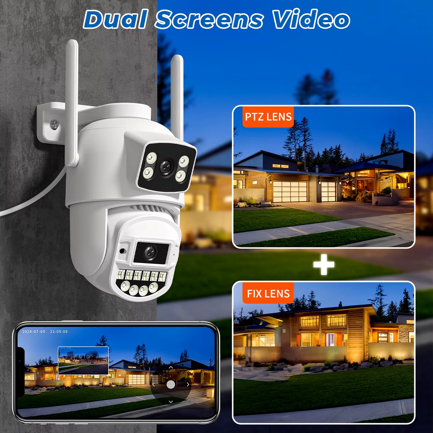 5Ghz Wifi Surveillance Camera 4K 8MP Dual Lens AI Human Detection Outdoor Security PTZ IP Cameras 10MP Two-Way Intercom CCTV Cam