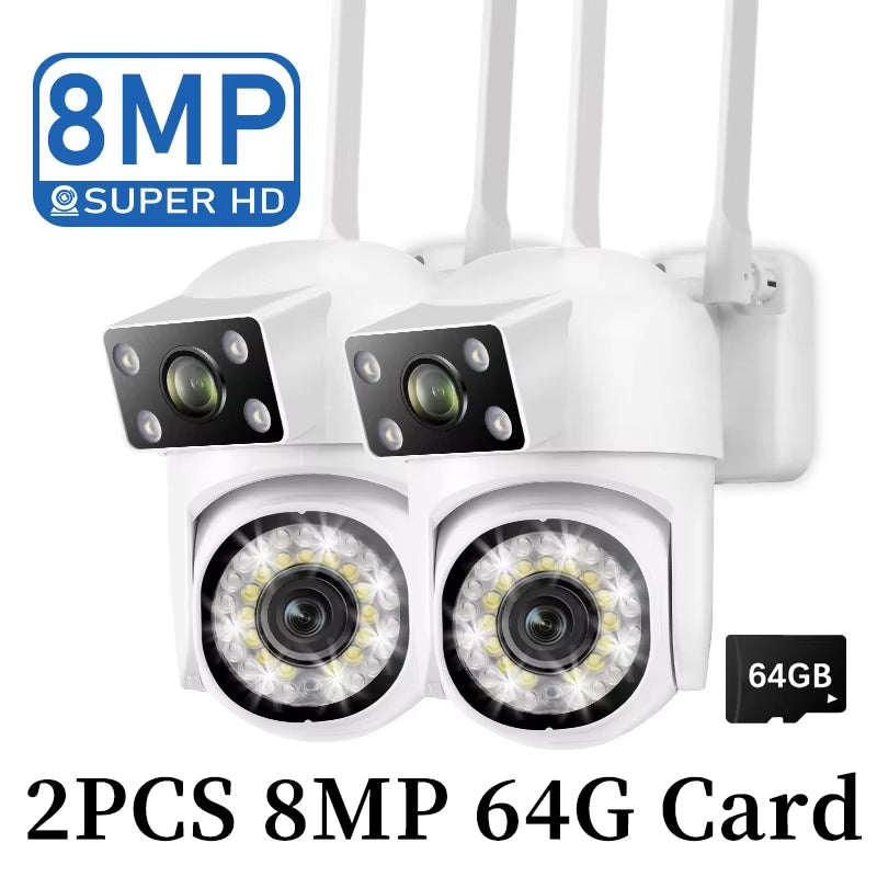 VERYHDSN 8MP PTZ Wifi Camera Dual Lens Human Detect Tracking Outdoor CCTV Security Waterproof Surveillance Cameras Night Vision