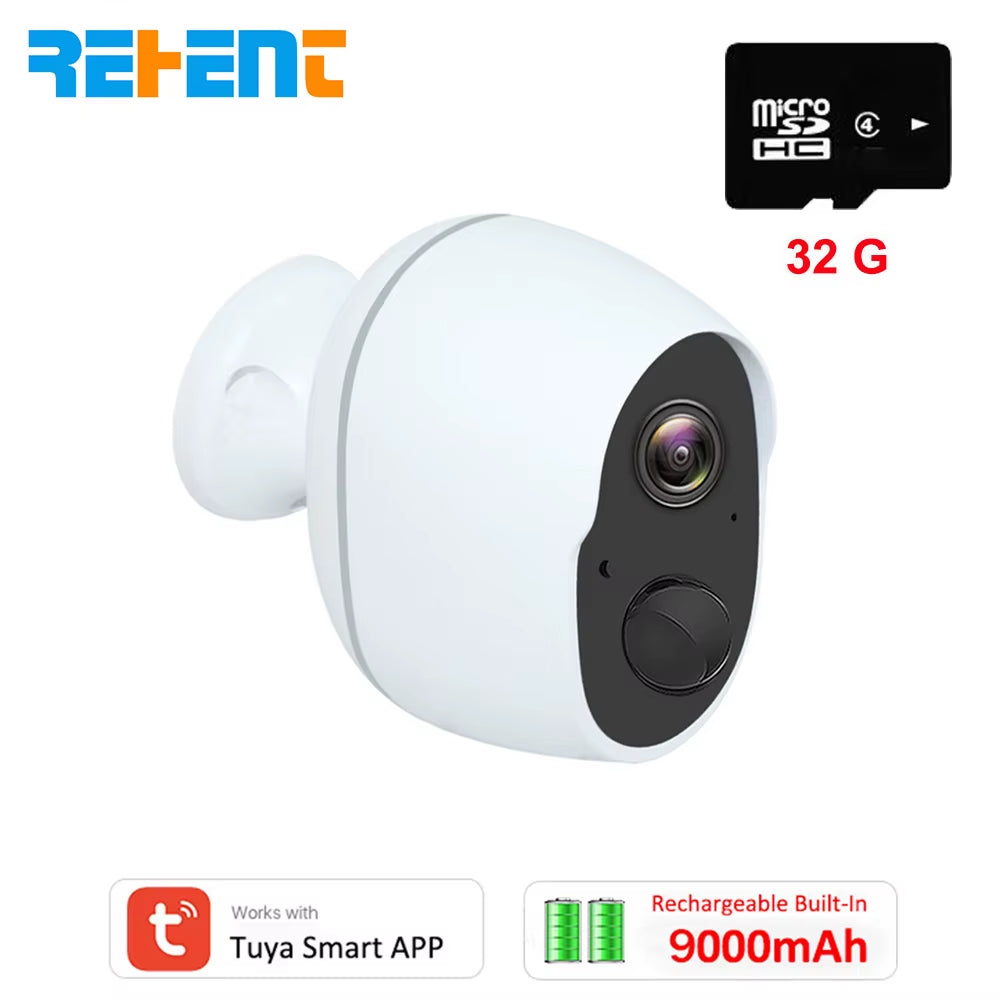 REHENT 3MP 9000Mah Battery WIFI Surveillance Camera Tuya Smart Home Outdoor Security Protection Wireless CCTV Camera Solar Panel