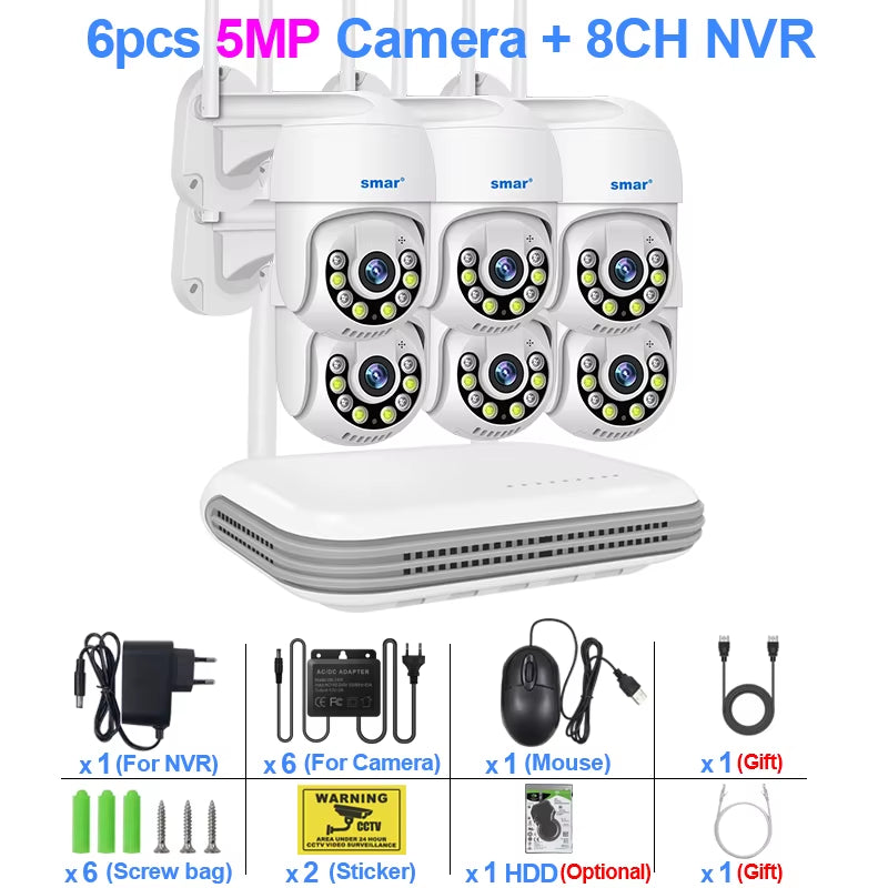 Wireless Camera System 8CH 3MP Outdoor PTZ Camera Kit CCTV AI Human Detect Color Night Vision Video Surveillance Set Icsee