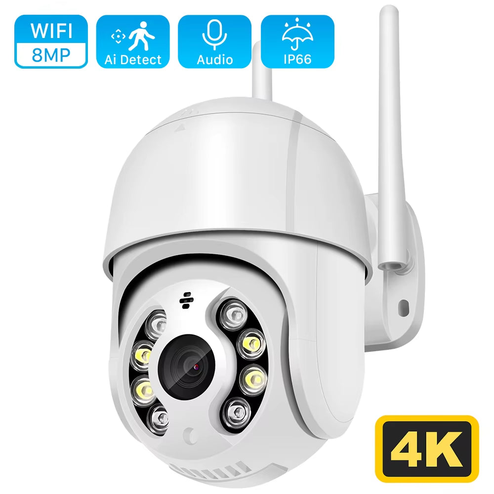 8MP 4K PTZ Wifi IP Camera Cloud 1080P 4X Digital Zoom CCTV Security Camera Outdoor AI Human Detect Auto Tracking Wireless Camera