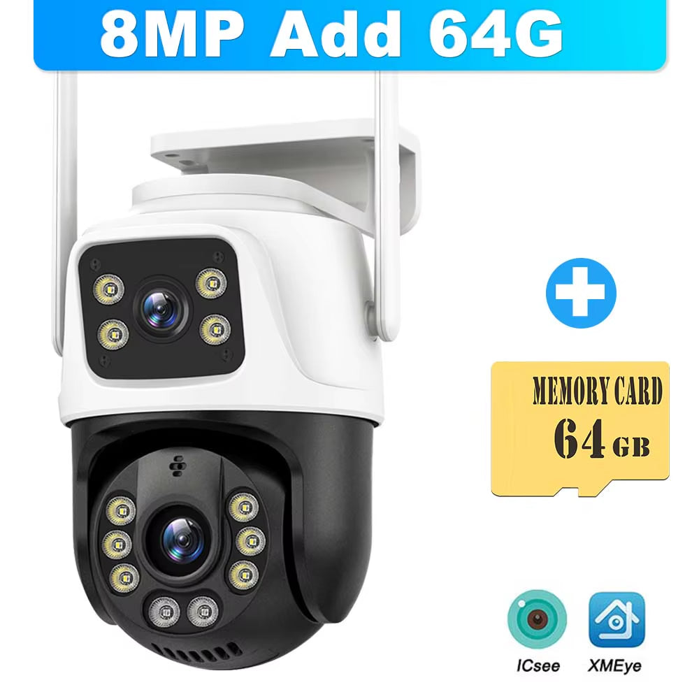 6K 12MP Wifi IP Camera Outdoor Three Lens 10X Zoom PTZ Camera Smart Home Security Protectio 8MP CCTV Video Surveillance Camera