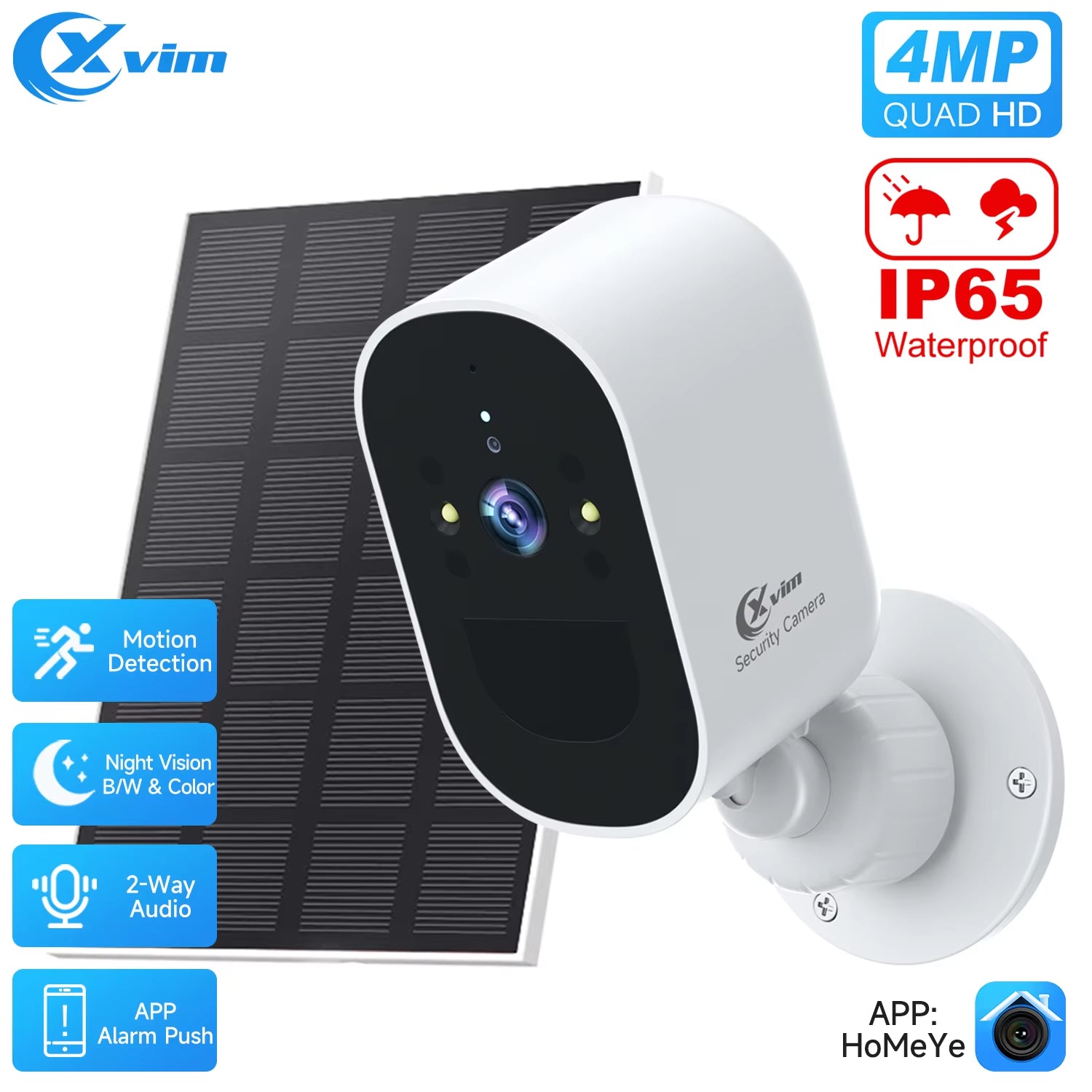 XVIM 4MP Wireless Outdoor Security Camera, 4MP Wifi Outdoor Home Security Camera with PIR Motion Detection, 2.4Ghz Wifi