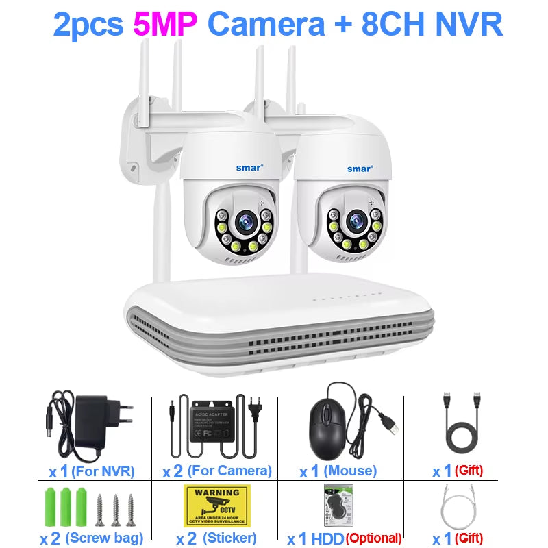 Wireless Camera System 8CH 3MP Outdoor PTZ Camera Kit CCTV AI Human Detect Color Night Vision Video Surveillance Set Icsee