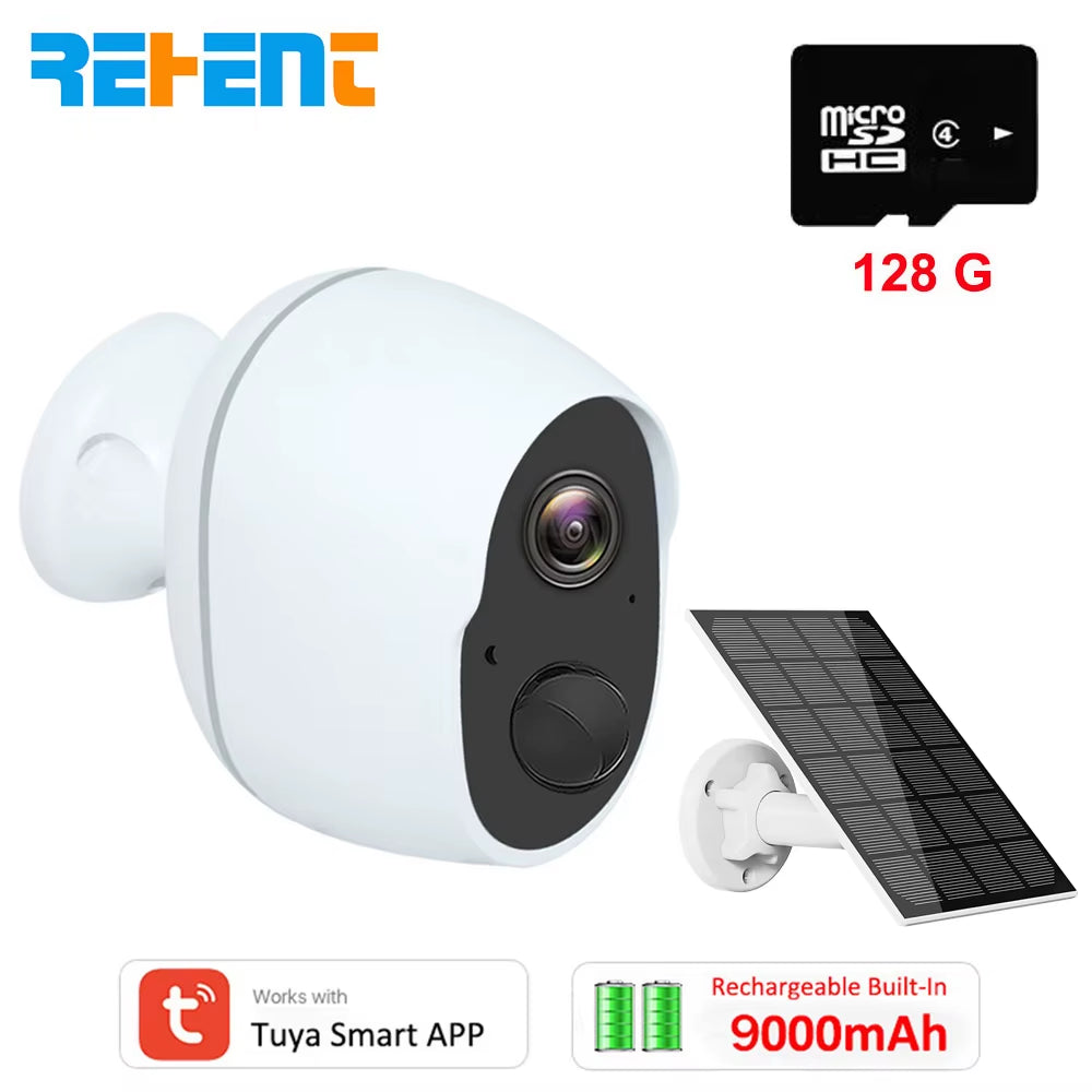 REHENT 3MP 9000Mah Battery WIFI Surveillance Camera Tuya Smart Home Outdoor Security Protection Wireless CCTV Camera Solar Panel